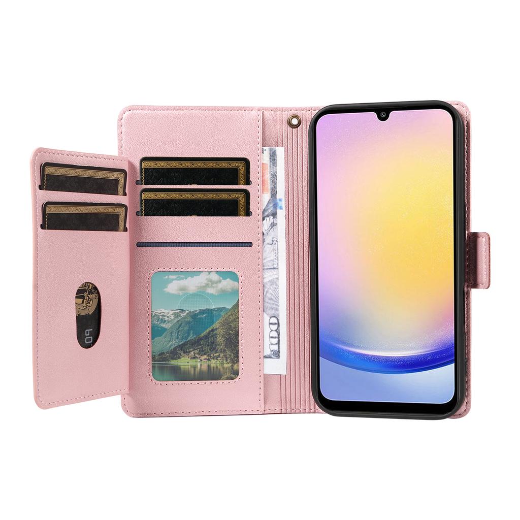 For Samsung Galaxy A25 5G (Global) Case with Multi-Card Holder and Strap PU Leather Phone Cover Stand