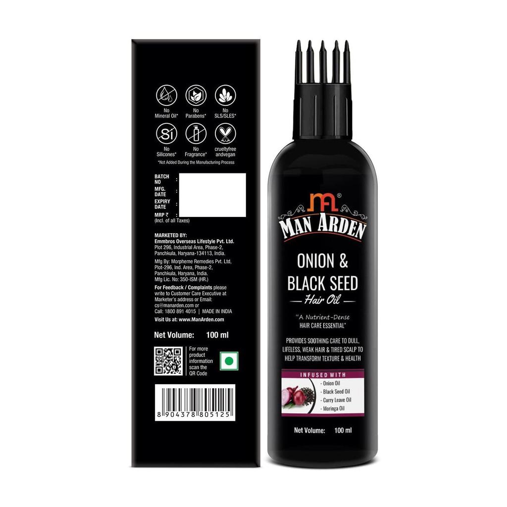 Масло для волос с Луком и Черным тмином (100 мл), Onion & Black Seed Hair Oil,  Man Arden