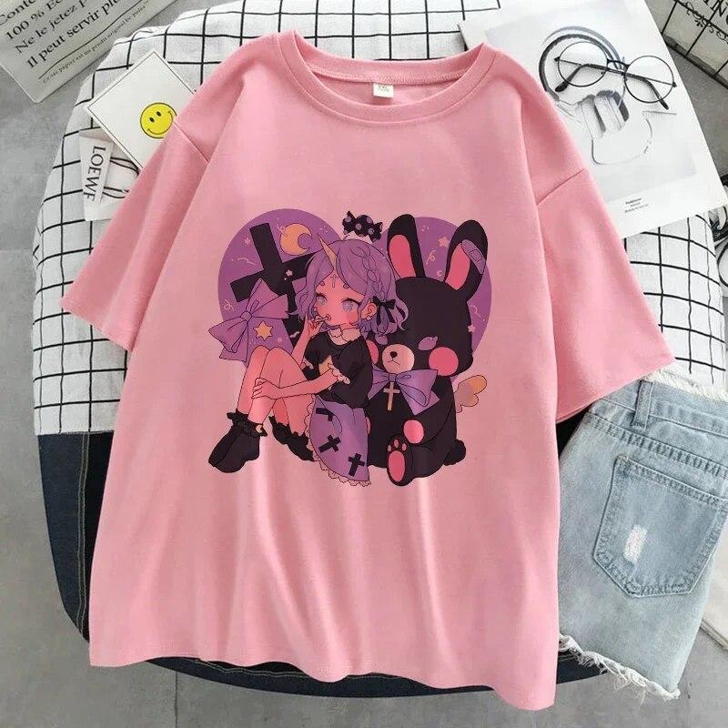 Y2k Harajuku аниме женская футболка свободная футболка большого размера Fe унисекс одежда летний топ с графическим рисунком футболка с рисунком японская уличная одежда