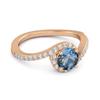 London Blue Topaz Halo Twist Pave Band Ring - 925 Sterling Silver Rose Gold Vermeil