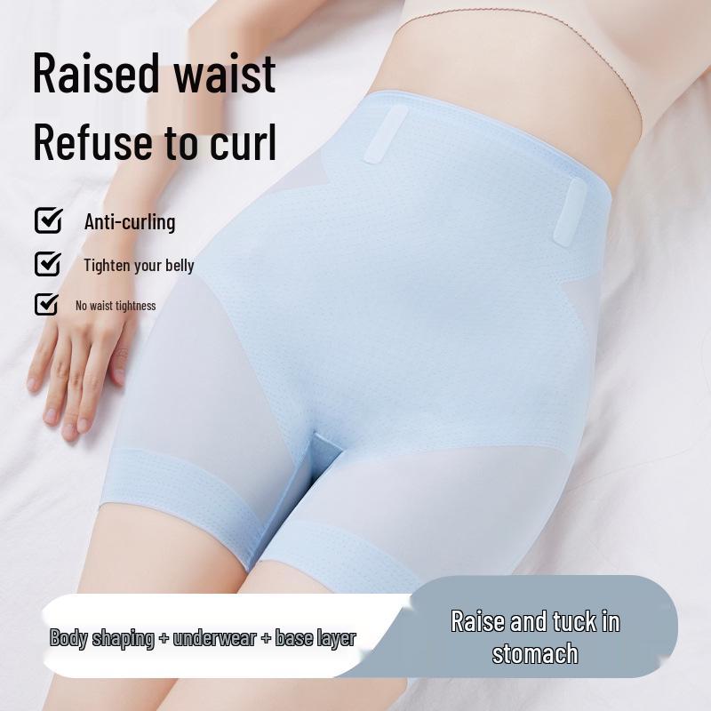 Summer Ice Silk High Waist Tummy Control Seamless Underwear