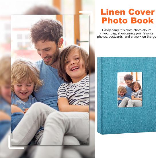 Slip-in Photo Album Linen Cover 28 Pages 56 Pockets 4x6-Inch Wedding Travel Baby Shower Kids Family Anniversary Picture Collection Book