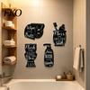 Simple Style Bathroom Decorations 4Pcs Black White Wall Decor, Wooden Art, Hand Sanitizer Toilet Toothbrush Rolling Paper Plaque Cup Signs,