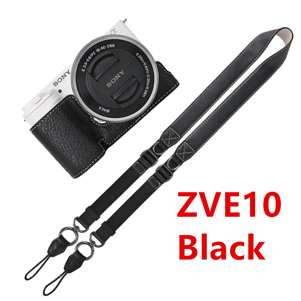 Получехол для камеры из ПУ кожи личи для Sony A6700 A6400 A6300 A6100 A6000 ZVE10 ZVE10II ZVE10M2 с открывающимся снизу чехлом и ремешком