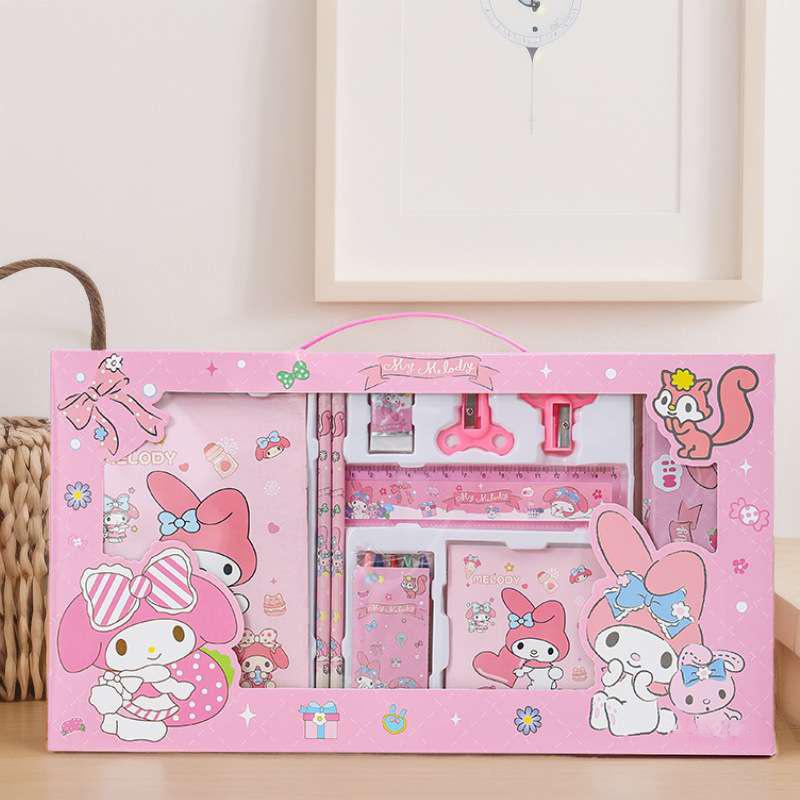 Sanrio Hello Kitty Kuromi Набор Канцелярских Принадлежностей Пенал Линейка Школьные Принадлежности Подарки для Учебы Развлекательные Игры Безопасные Для Детей Веселье