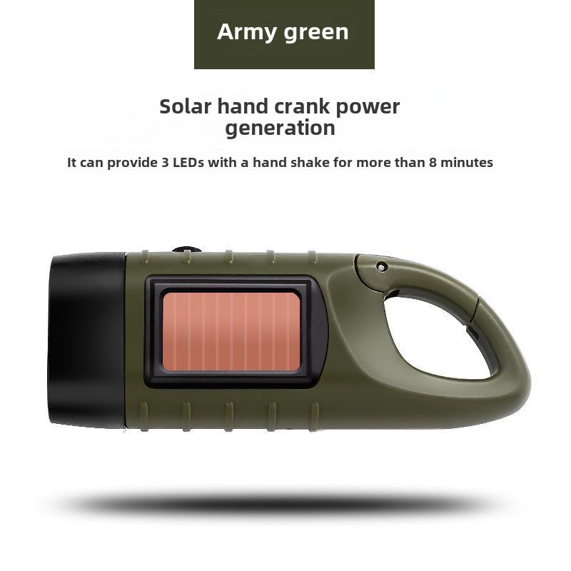 Germany Export Outdoor Solar & Hand-Crank Rechargeable Multifunction Flashlight