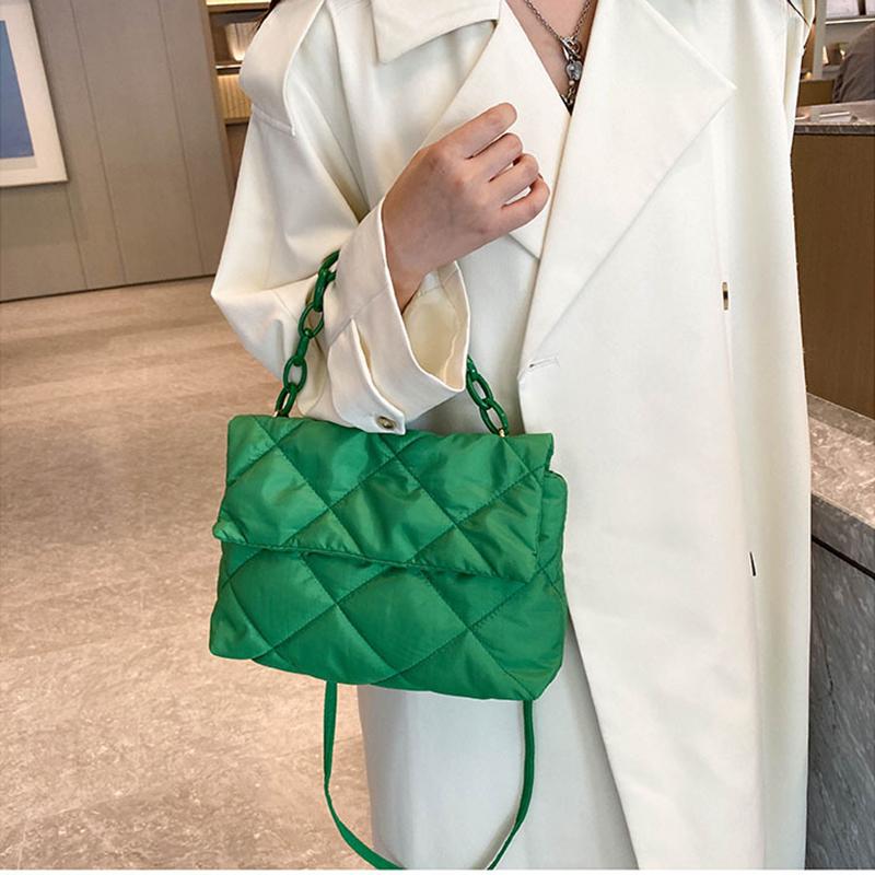 Yogodlns Квадратные сумки через плечо большой вместимости, повседневные женские сумки с цепочкой, модные стеганые универсальные зимние простые сумки для покупок для девочек