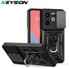 KEYSION Shockproof Armor Case for Infinix Smart 8 Pro 8 Plus Slide Camera Protection Ring Stand Phone Cover for Infinix Hot 40i