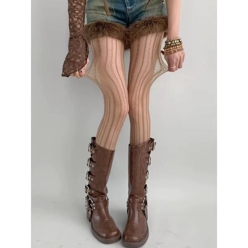 Lolita Stockings Womens Sexy Fishnet Tights Sexy Geometric Striped Pantyhose Rattan Mesh Lace Gothic Seamless Fishnet Legging