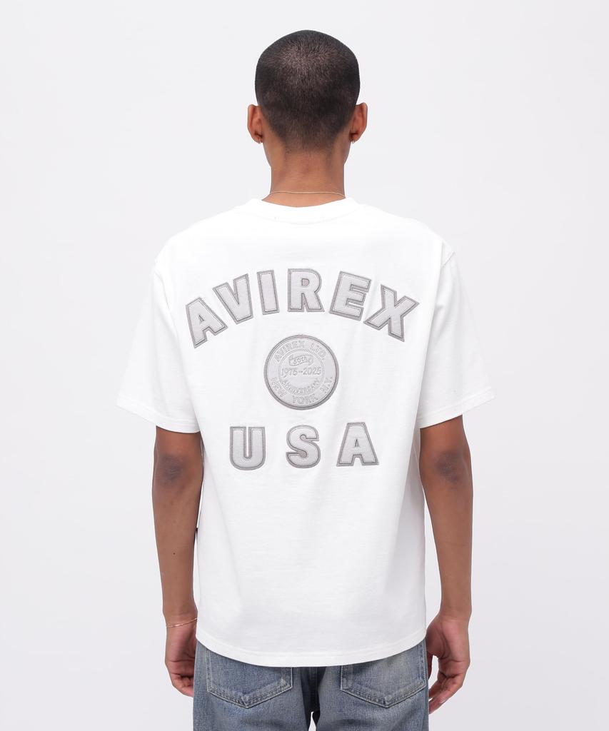 Юбилейная футболка-поло Avirex с кожаными нашивками, мужская, M, 030, белая, 783-5134013