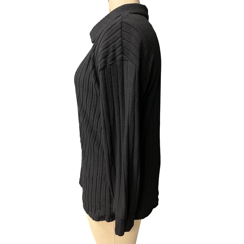 GMXIA Футболка большого размера с V-образным лацканом и длинным рукавом, однотонная, свободного покроя, с узором в полоску, осень-зима