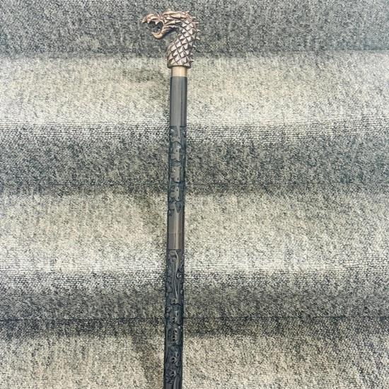 93.98 Cm Brass Walking Stick Dragon Handle Look with Wooden Stick Decorative