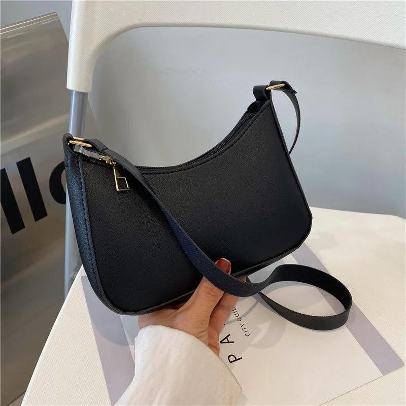 Womens Fashion Solid Color Portable Single Shoulder Underarm Bag Crossbody Bag High-end Daily Casual Fashionable Handbag