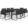 Garden Furniture Set - vidaXL - 9 Pcs - Woven Resin - Black - Comfortable Cushions