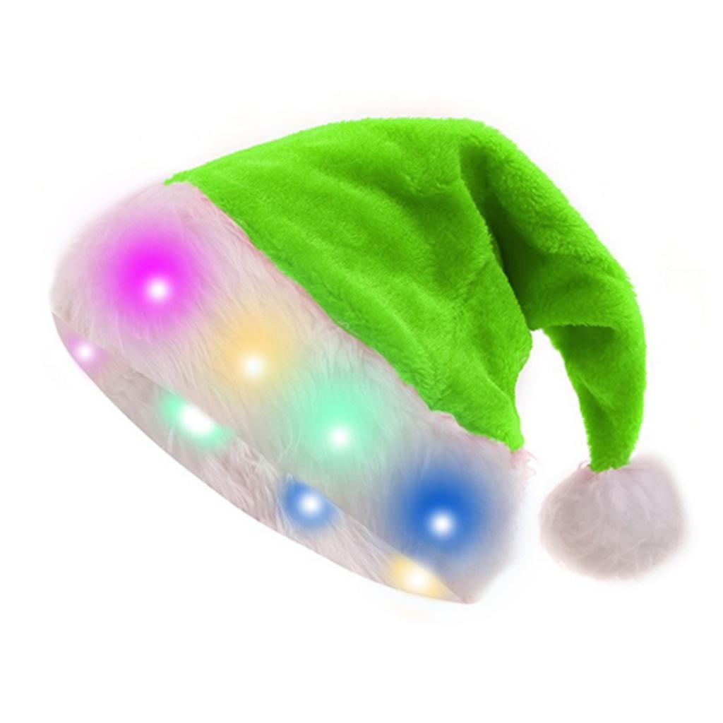 Plush Santa Hat for Christmas Party Gathering Seasonal Holiday Props Santa Cap Festival Decoration Lightup Santa Hat