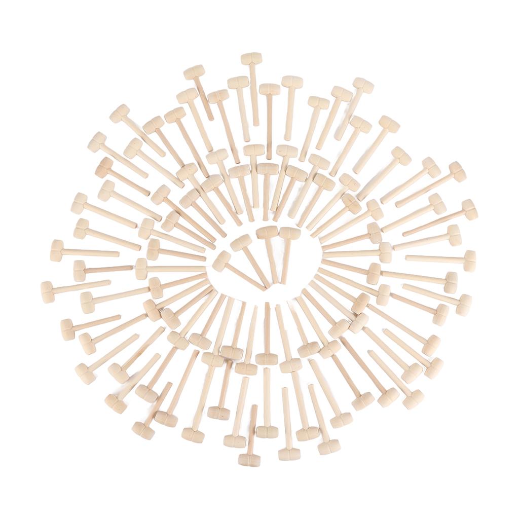 100pcs Mini Wooden Hammers for Chocolate Portable Breakable Heart Hammer Small Wooden Mallet for Kids