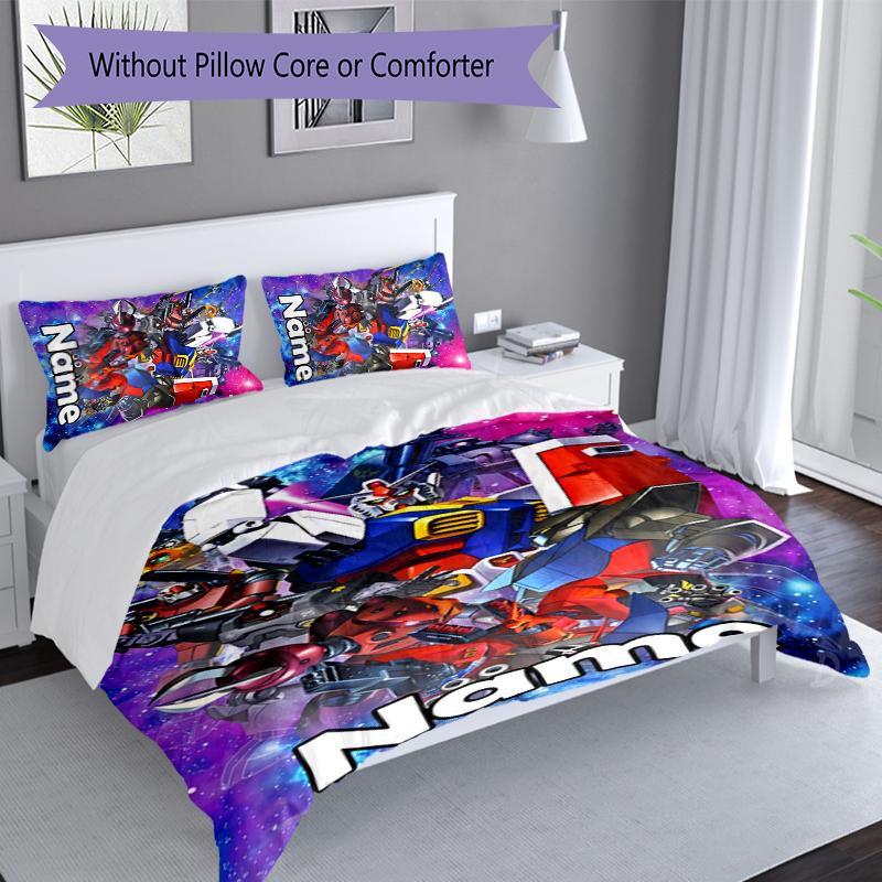3pcs Custom Name Mobile Suit Gundam Set,Includes 1 Duvet Cover and 2 Pillowcases,All-season Bedroom Decor