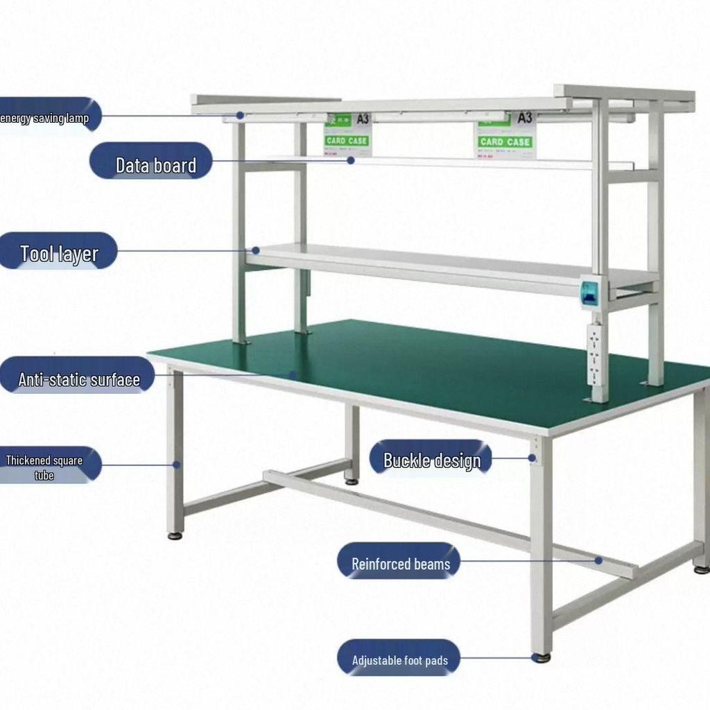 Heavy-duty Anti-static Workbench with Lights for Assembly and Maintenance Tasks