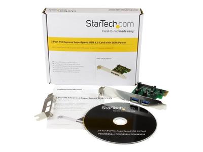 STARTECH Плата контроллера PCI Express (PCIe) версия 2 порта USB 3.0 с UASP - Питание SATA - 2 порта USB(s)