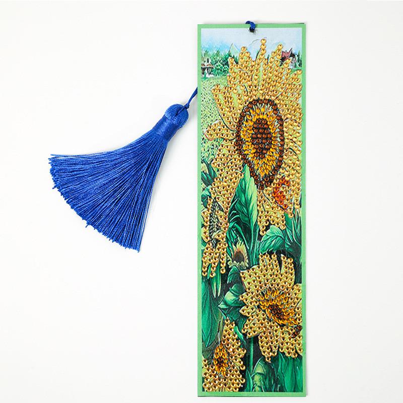 Cartoon Animal Flower 5D Diamond Painting Bookmark Kits DIY Mosaic Gift Special Shaped Diamond Tassel Leather Bookmark