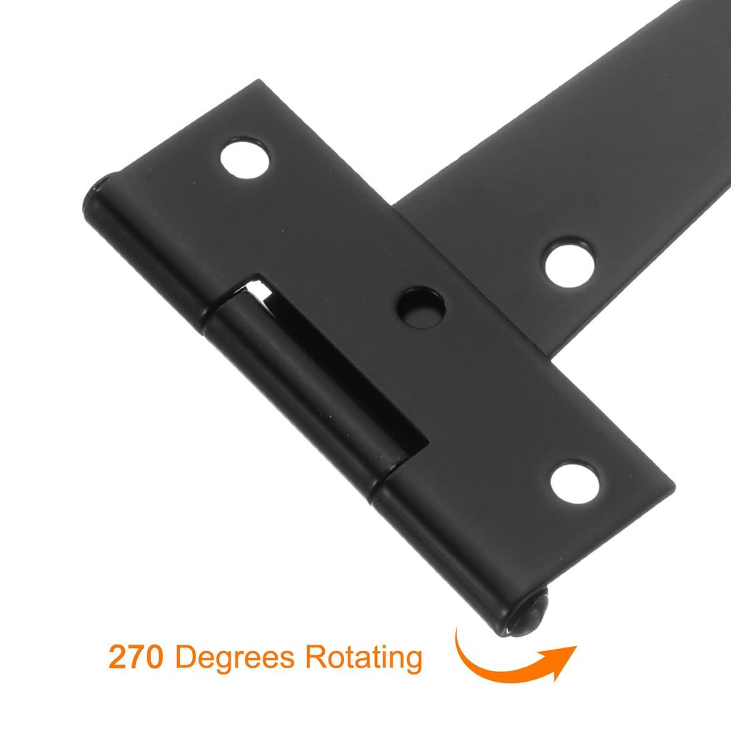 uxcell Iron T-Shaped Gate Hinges for Wooden Barn Fence Garden Doors, 250mm, Black, Pack of 4