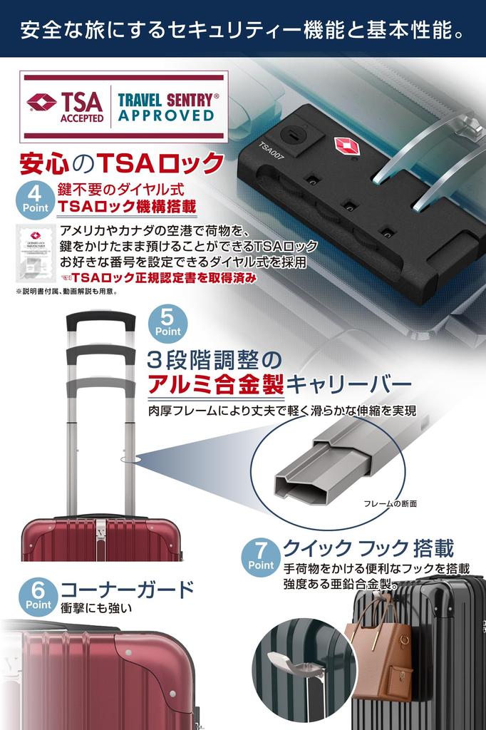 Carry Carry TSA Dial Supervised by Active Flight Attendants Company Unlimited Warranty On Some Double Casters Wine Deep [VELSKYF] Suitcase, Case, Bag,