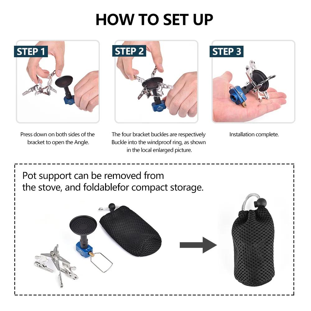 Наружная походная газовая горелка Наружная плита 3300 Вт Походное снаряжение Портативная Туристическая Выживание Бушкрафт Кухня