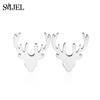 SMJEL Minimalist Silver Color Deer Horn Earrings Women Christmas Jewelry Cute Elk Antler Ear Studs Unique Tree Branch Earings