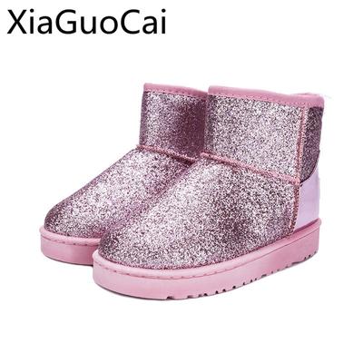 Золотые высокие модные женские ботильоны зимние меховые теплые женские зимние сапоги короткие плюшевые резиновые сапоги для снега