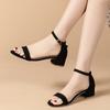 Summer Women's Shoes Black Pumps High Heels Wedding Shoes Fashion Peep Toe Casual Sandals Roman Round Head Ladies Shoes 2024 New