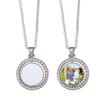 New Fashion Jewelry Sublimation Rotatable Round Pendant Necklace Metal Crafts Necklace
