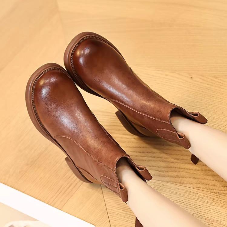 Ранняя осень короткие детские ботинки 2024 новые осенне-зимние ботинки Martin в британском стиле из мягкой кожи тонкие ботинки Chelsea на толстой подошве