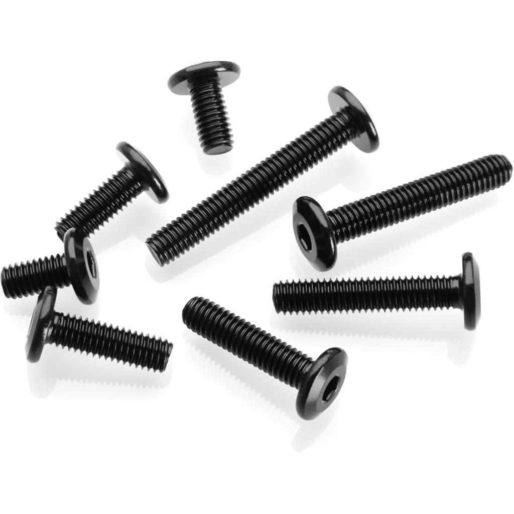 20 шт. болтов с плоской головкой и шестигранным углублением под ключ, болты для мебели из нержавеющей стали 304 с полной резьбой, черная оксидная пленка и шестигранный гаечный ключ