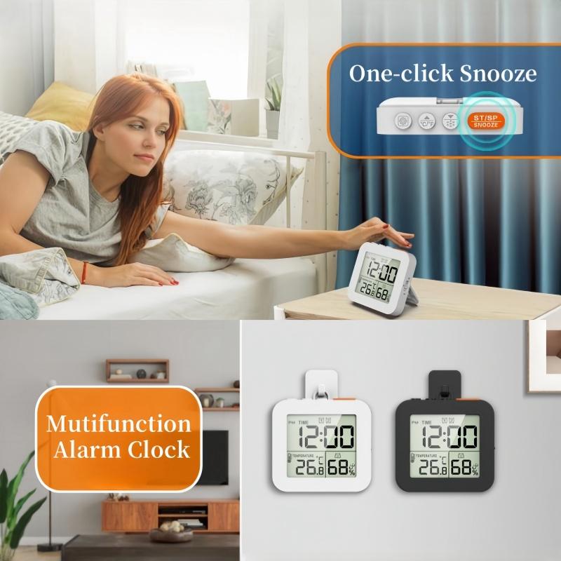 Мини-цифровой будильник с регулировкой температуры и влажности, двойной будильник с обратным отсчетом времени, подсветка, повтор сигнала, настольные часы с ЖК-дисплеем, питание от батареи, 12/24 часа