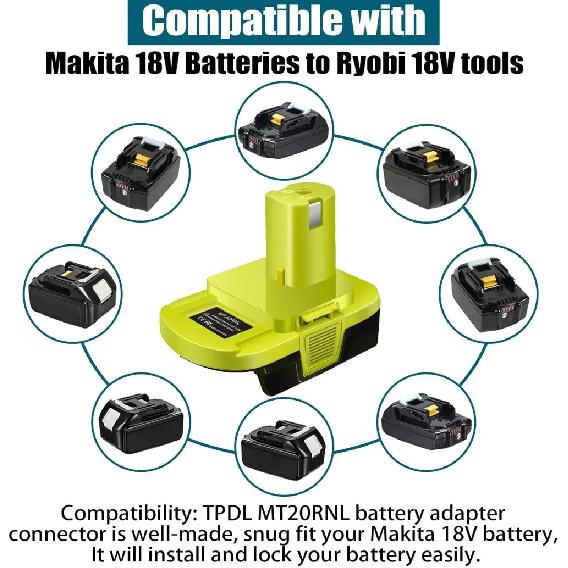 Переходник для аккумулятора MT20RNL Использовать для инструментов Ryobi 18 В Преобразует для литий-ионного аккумулятора Makita 18 В в для литий-ионного аккумулятора Ryobi 18 В