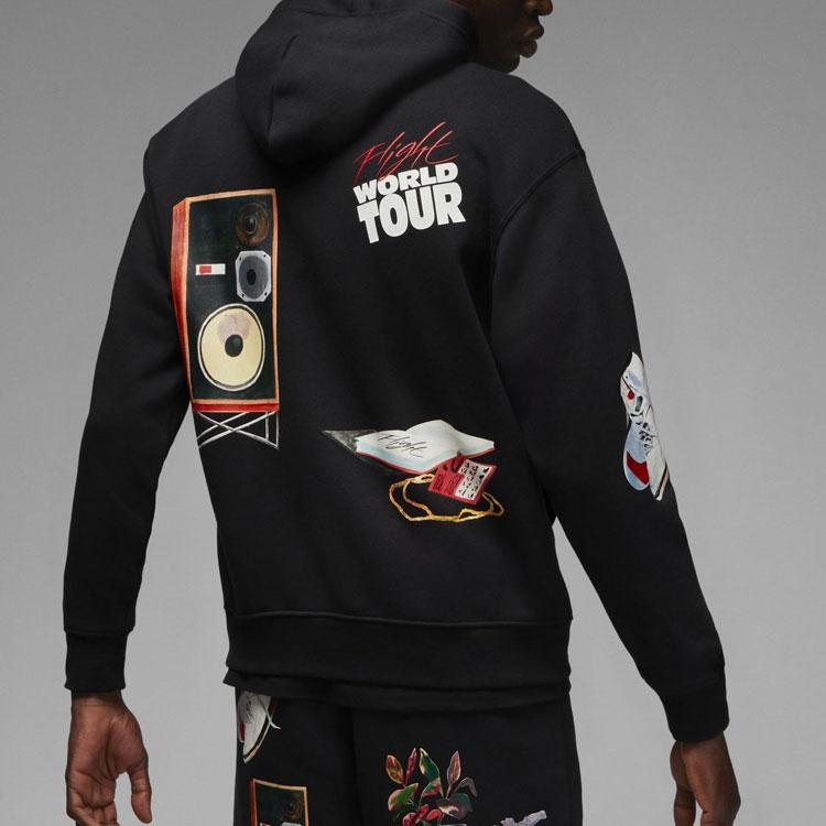 Jordan Мужская толстовка с карманом-кенгуру и принтом алфавита, черные топы DQ8044-010