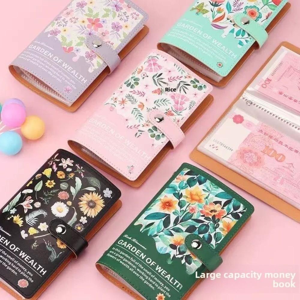 Budget Plan Money Saving Binder Flower Printed Account Book Cash Budget Notebook Cash Management