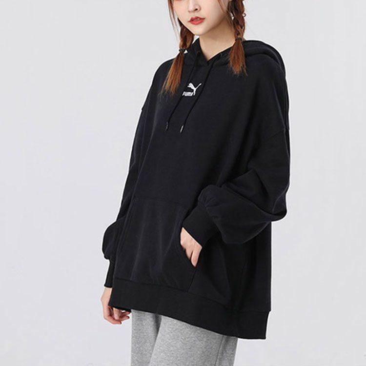 Puma CLASSICS Толстовки Женские Черные С капюшоном Умеренный Обычный 530280-01