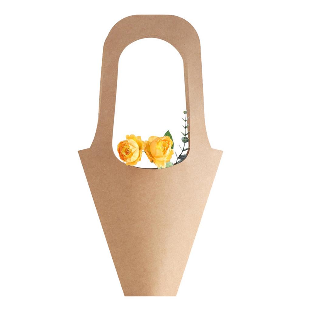 5PCS Paper Bags Handle Kraft Paper Flower Packaging Bag for Gift Floral Arrangements and Presents Wrapping Handbag