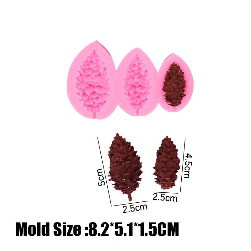 3 стиля листвы рождественской елки шишка силиконовая форма смола инструменты для вечеринки кексы помадка торты украшения инструменты