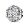 925 Silver Pink Blossom Dangle Charm Butterfly Heart Flower Rose Bird Bead For DIY Necklace Bracelet Fine Jewellery