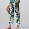 Women's Fashionable Floral Print Straight Leg Pocket Elastic Waist Casual Pants Pants