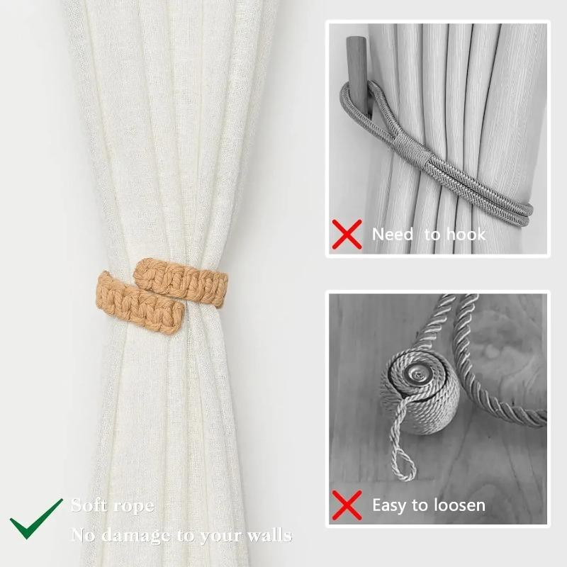 Джутовые подхваты для штор плетеные из натуральной веревки регулируемые держатели декор для окна тканые в бохо стиле прибрежный акцент для дома