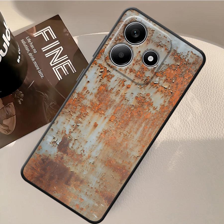 Case for Xiaomi Redmi Note 10S 11S 11 13 12 Pro Plus 9s 12S 10 9 8 Pro Soft Back Phone Cover Retro Rust Design