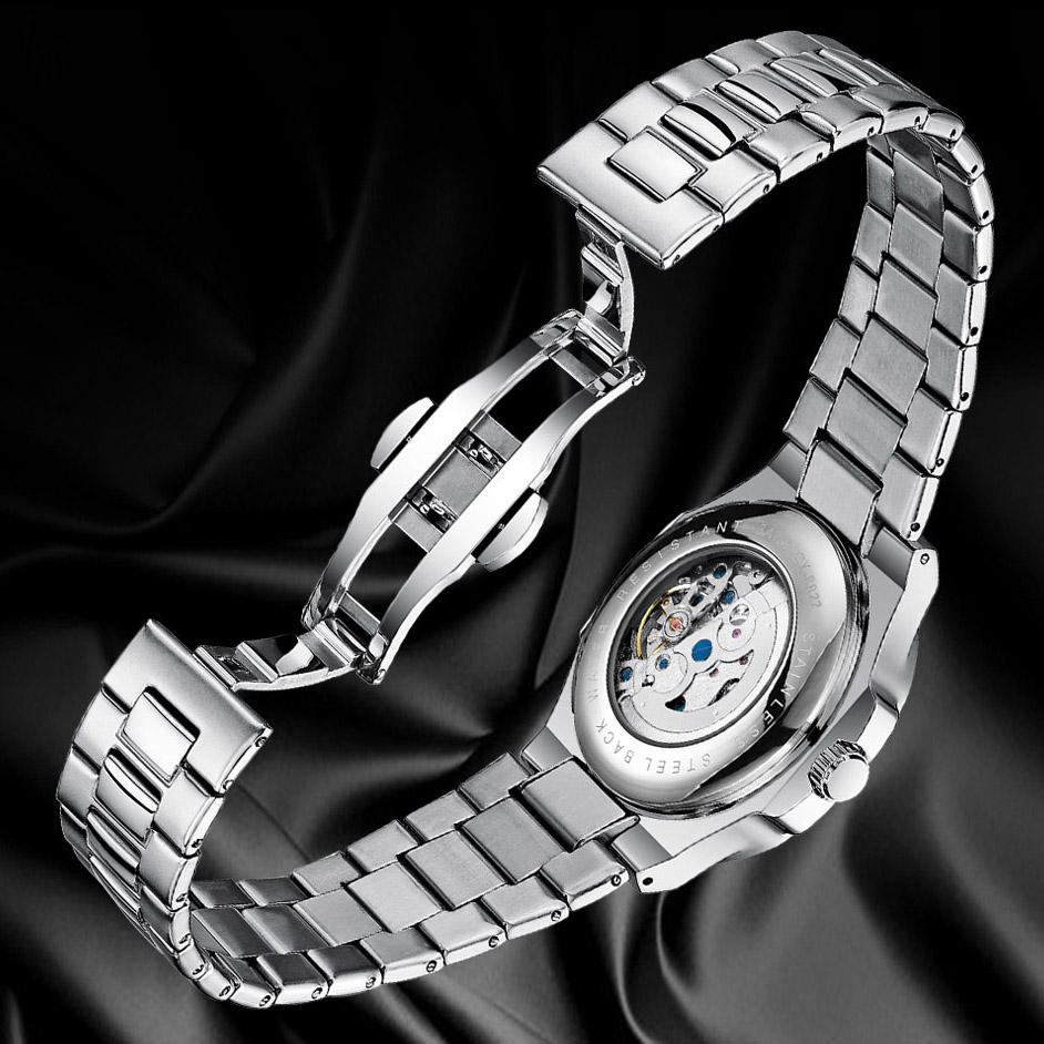 Blue Color Square Automatic Mechanical Watch Men Stainless Steel Classic Casual Luminous Pointer Selfwind CHENXI Brand Watches