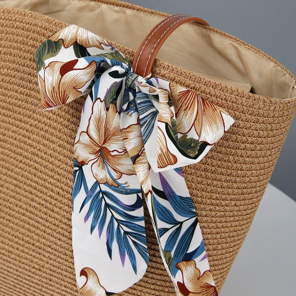 Sun Protection Straw Beach Hat Large Capacity Tote Bag Portable Beach Bag  Travel Outdoors