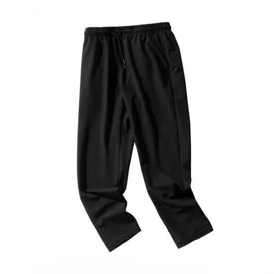 Мужские брюки с укрепленными карманами, затягивающимся шнурком на талии, повседневные однотонные брюки, летние прямые брюки