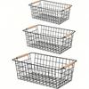 3 шт. Корзина для хранения из кованого железа в скандинавском стиле, металлическая корзина для хранения, гостиная, кухня, настольная корзина с сетчатым дном