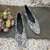 Sparkling Pointed Shallow Mouth Single Shoe Flat Bottom Casual Women's Shoes Large Casual Shoes
