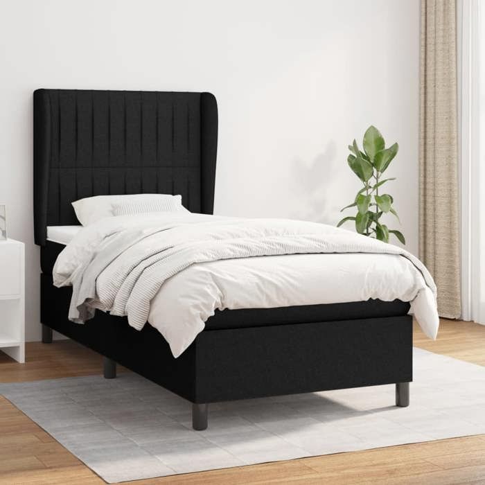 Maison Exclusive - Sommier à lattes de lit et matelas Noir 80x200 cm Tissu